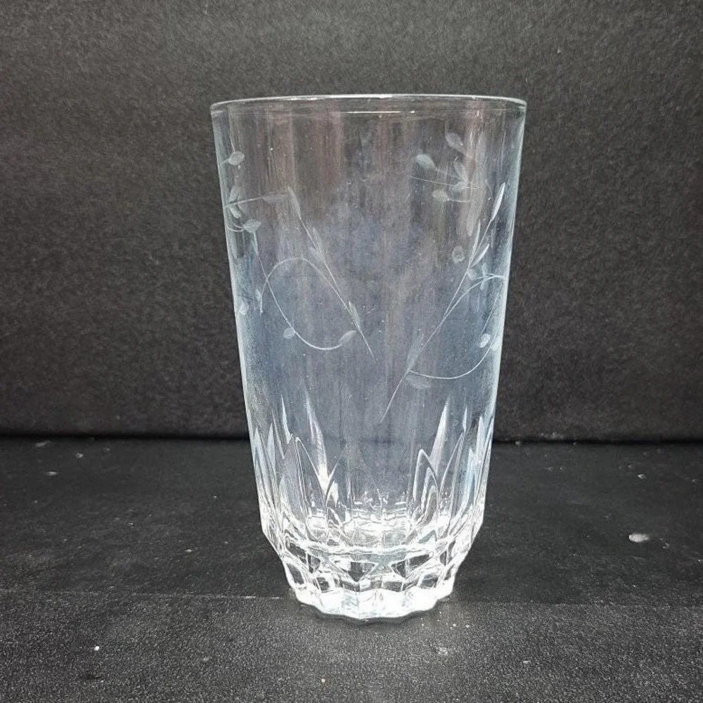 Princess House Heritage Tumbler, Vtg Etched Floral Glass, Replacement Drinkware‎